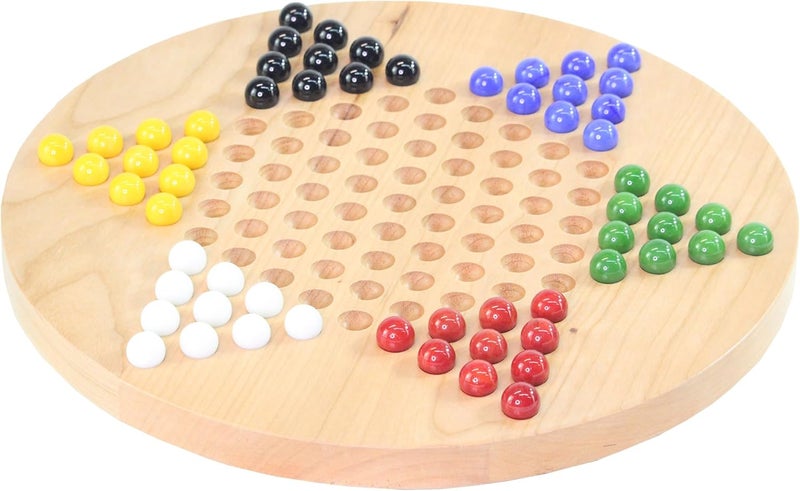 Maple Landmark Chinese Checkers Game with Glass Marbles - Made in USA - Image 1